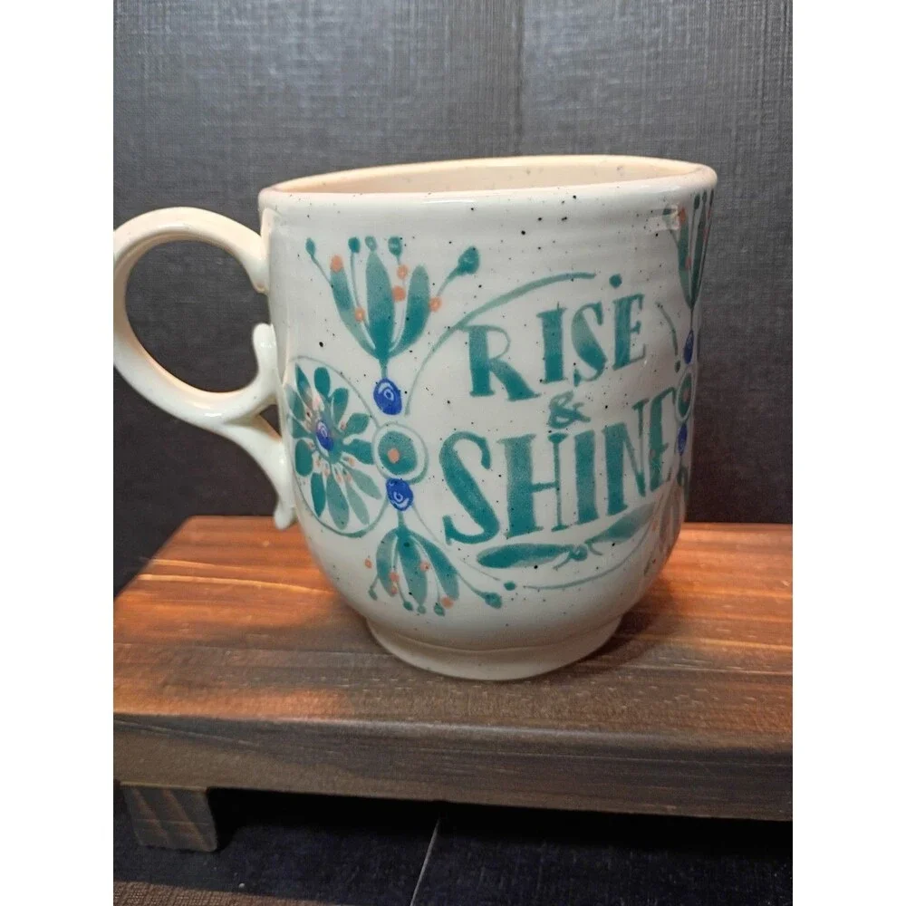 Anthropologie Elevenses Mug Rise & Shine Speckled Stoneware Coffee Cup